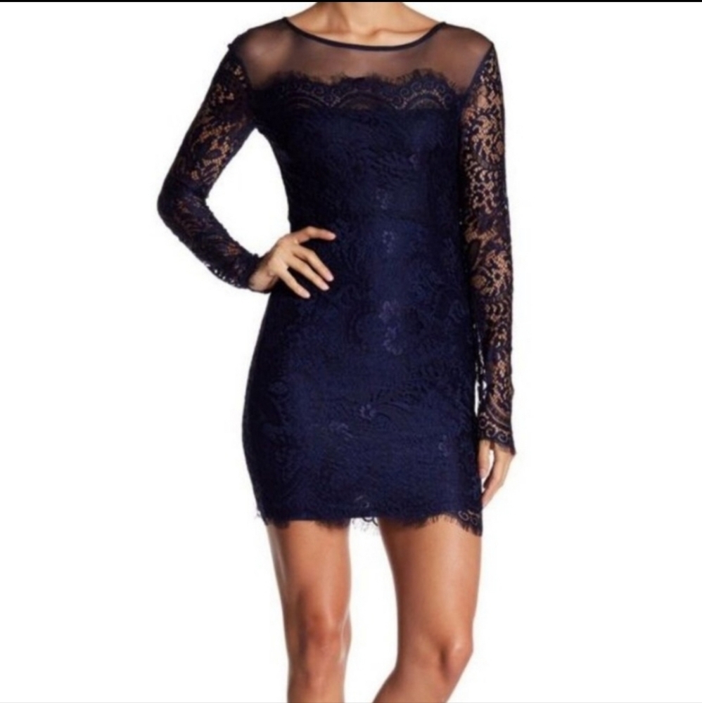 Jump blue lace long sleeve floral dress